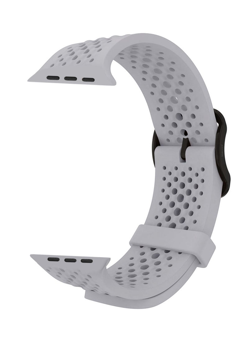 CATANES حزام ساعة رياضي من السيليكون مقاس 49mm/45mm/44mm متوافق مع ساعة آبل سيريس 9/8/7/6/5/4/3/2/1 و SE - حزام ناعم وقابل للتنفس مع مشبك - رمادي - Image 2